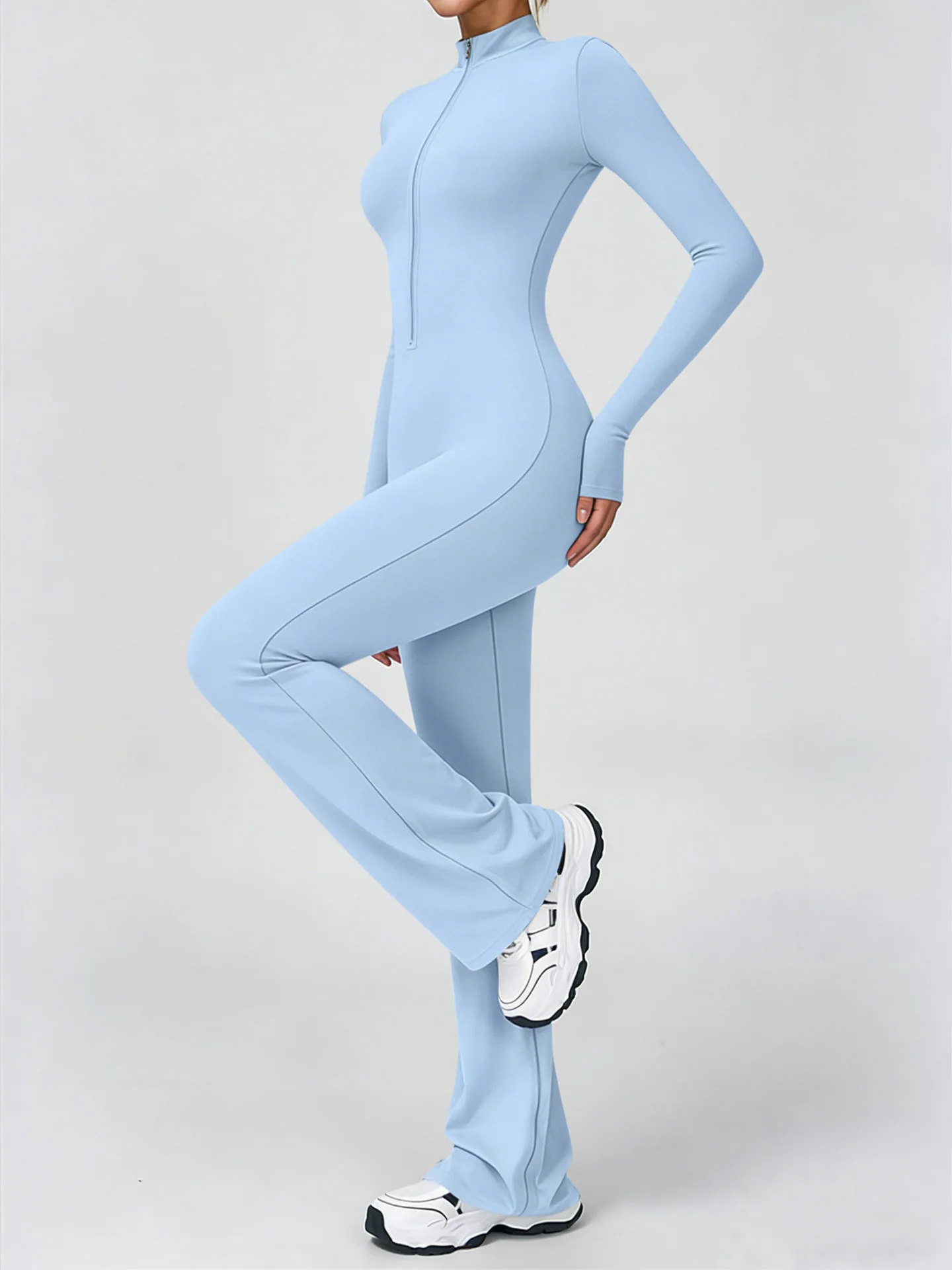 Zipper Long-sleeved Yoga Onesie High-intensity Fitness Exercise One-piece Tights 8527