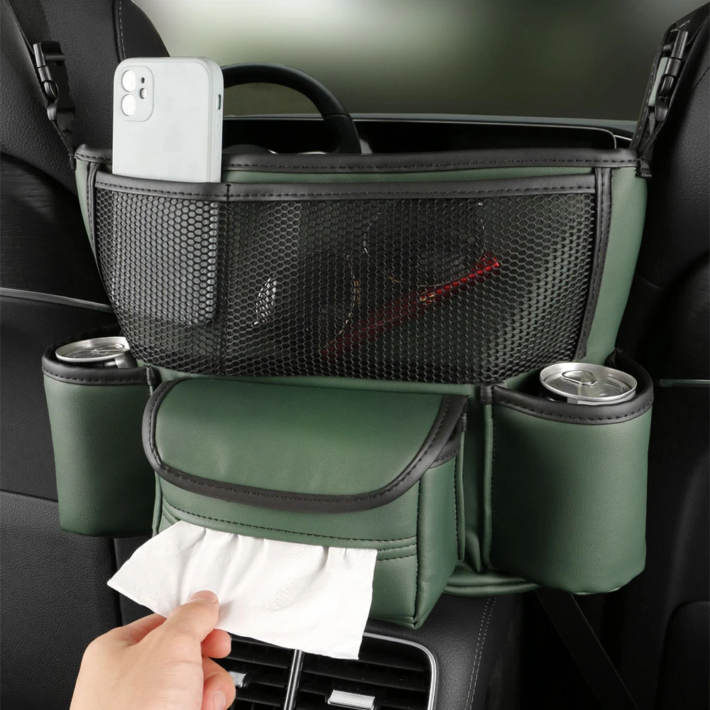 Nappa Leather Car Front Seat Middle Storage Bag Auto Center Console Tissue Organizer Stowing Tyding Can Isolation Block Package