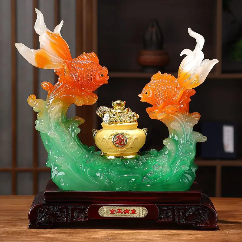 

Golden and jade full of koi fish lucky ornaments household Wangzhai living room TV cabinet wine cabinet decoration housewarming
