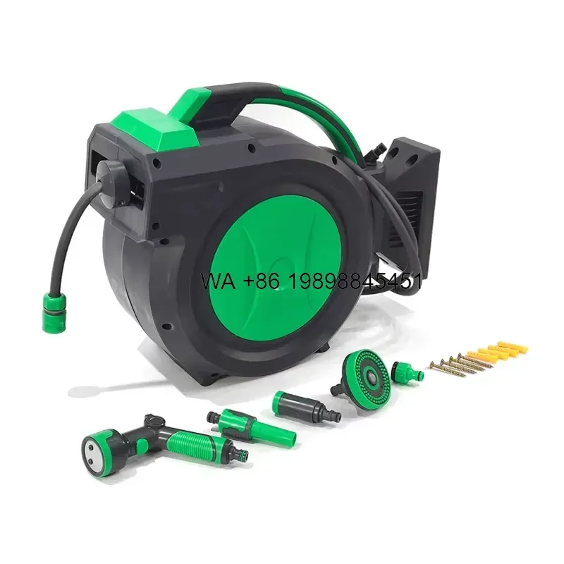 Wmwmnu for Hantechn 30M Retractable Garden Hose Reel Automatic Water Hose with 2 Function Spray 1 2 Inch Connector