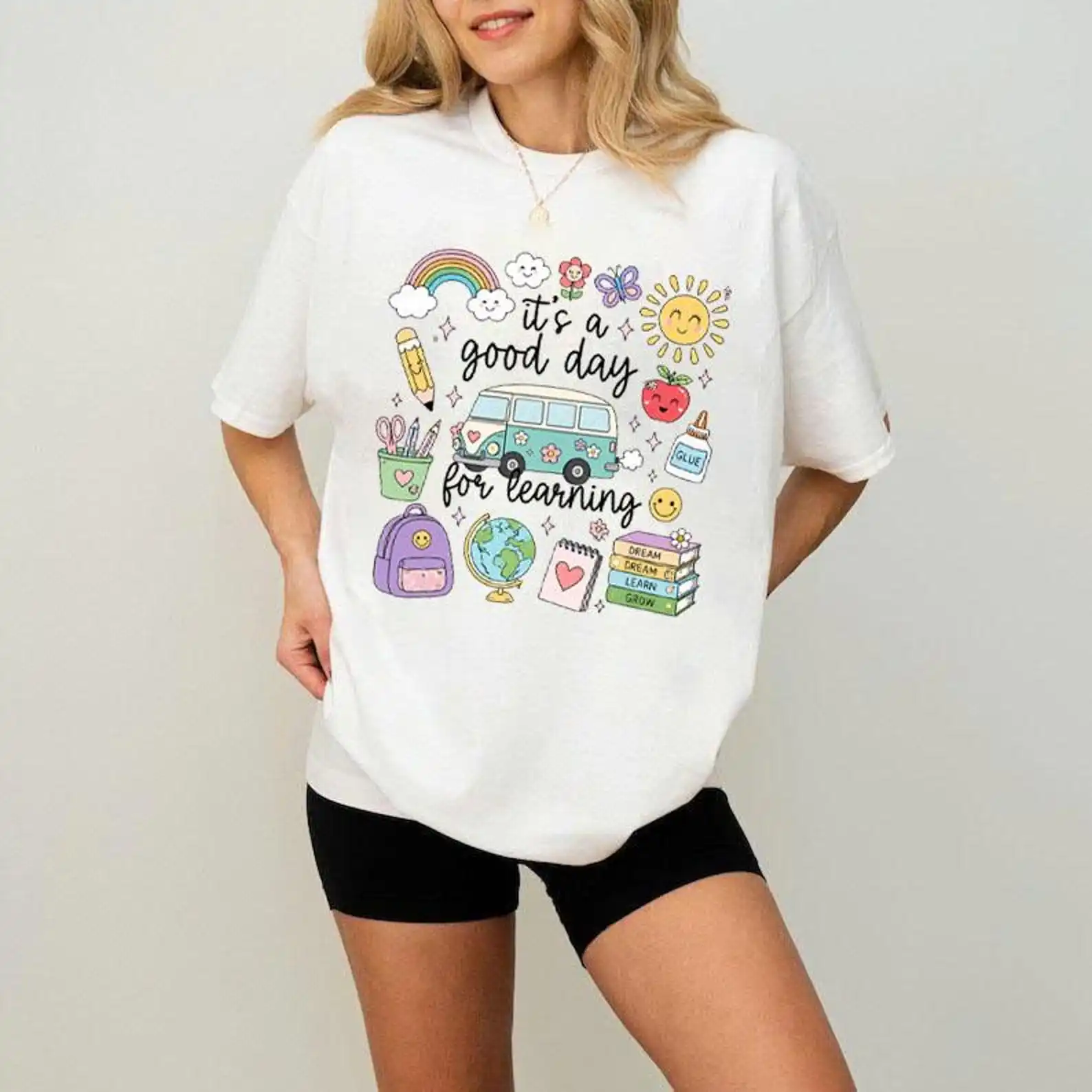 Teacher T-Shirt, Teach Shirt, Back To School Supplies, It's A Good Day for Learning, Doodle T-Shirt, Whimsical, Teacher Gift