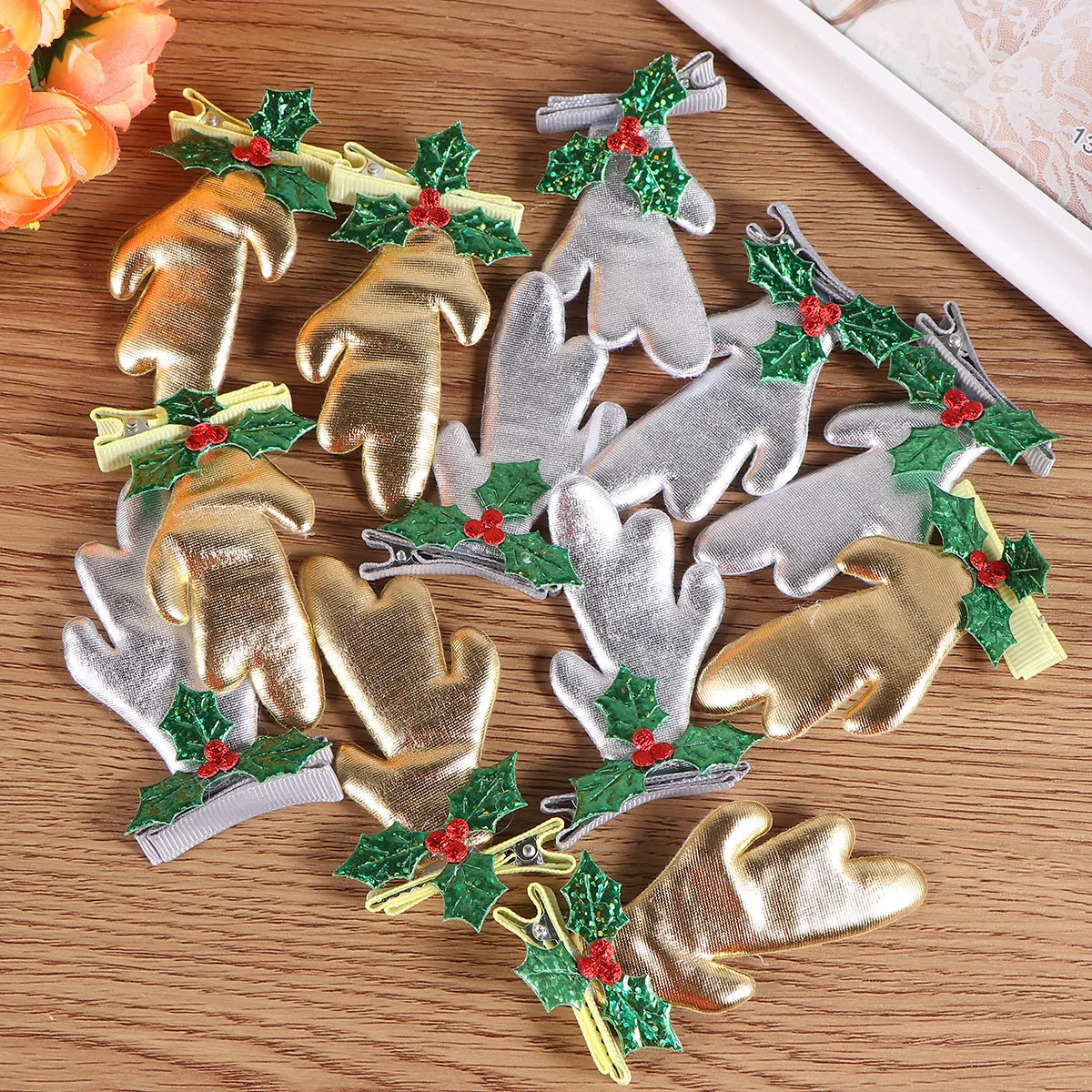 

6Pair Antlers Hairpin Baby Hair Clips Fashion Festival Barrette Headwear Hair Decoration Gift for Girls Silver Golden