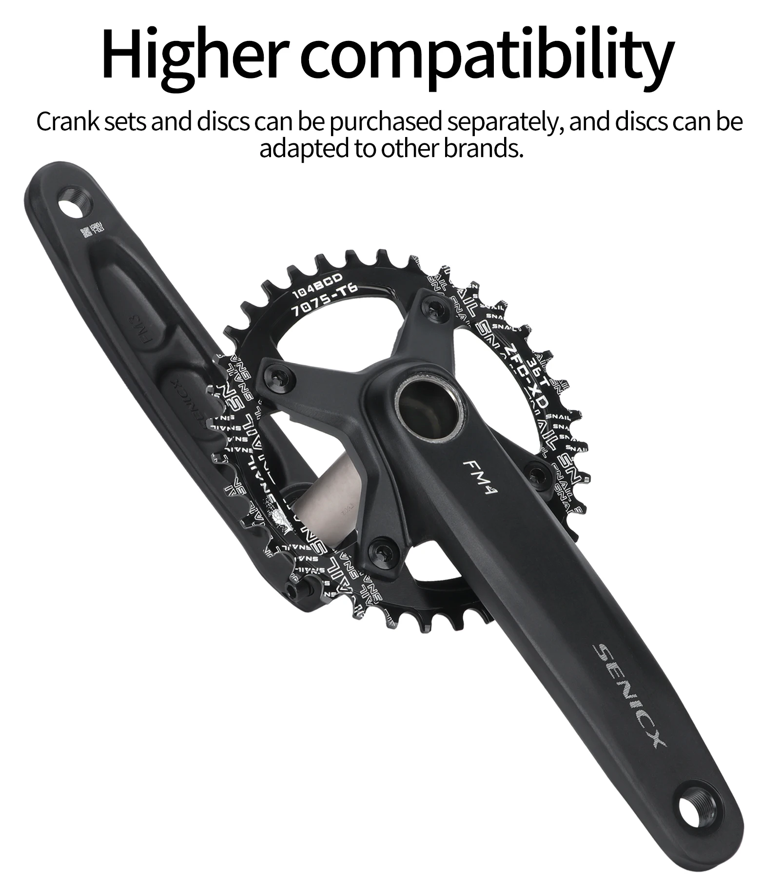 SENICX Fahrradkurbelgarnitur 170 mm 104BCD Einzelkette 32T/34T/36T/38T/40T/42T 8/9/10/11/12Gang Mountainbike Hohlkurbel – Detail 12