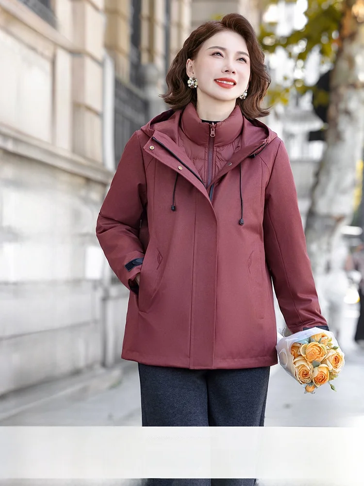 

Fashionable Casual Women's down Jacket Three-Ways to Wear Mom Clothes Warm All-Match SNOW FLYING 2026 New Summer Style
