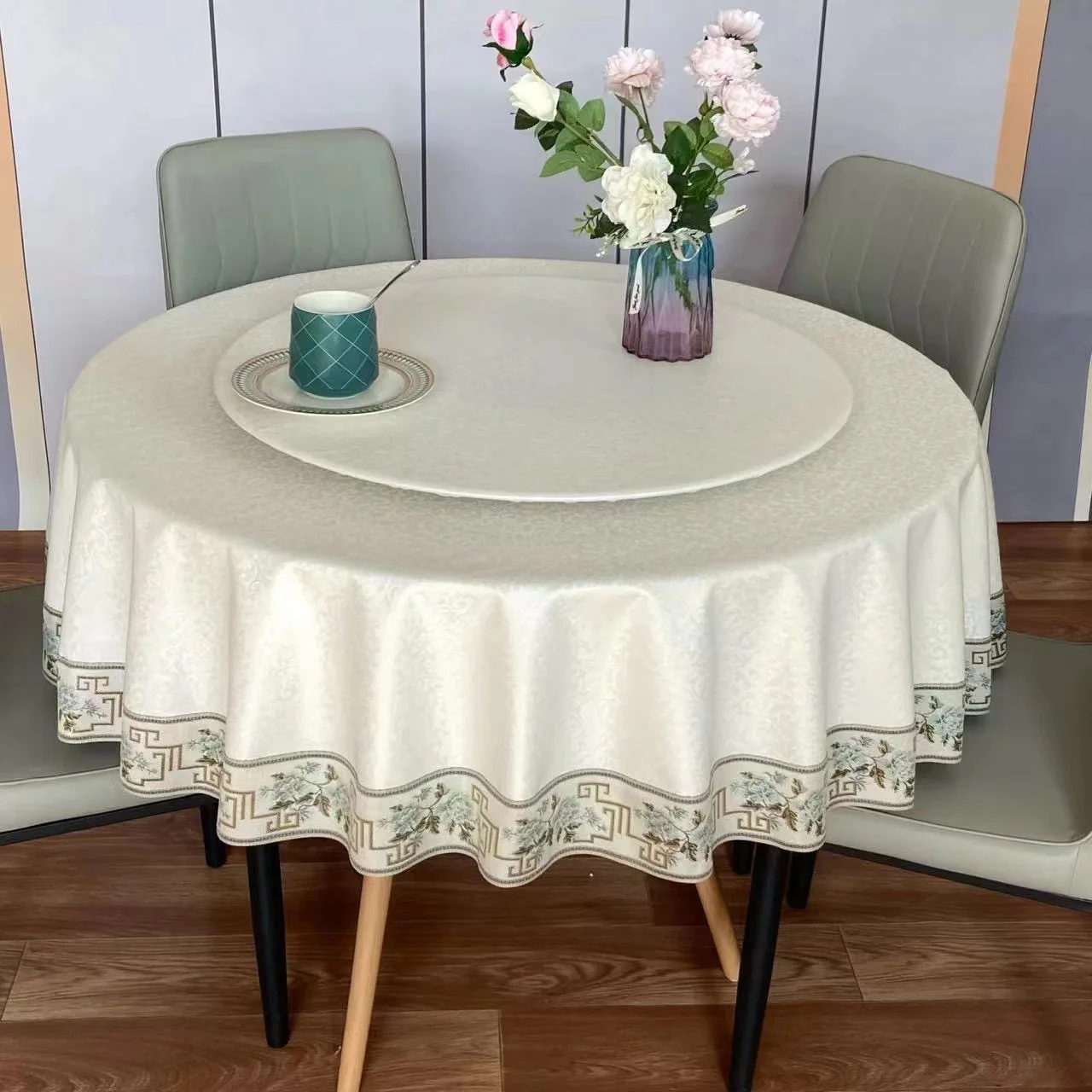 2024 New Chinese style round tablecloth oil-proof and scald-proof cloth for home use