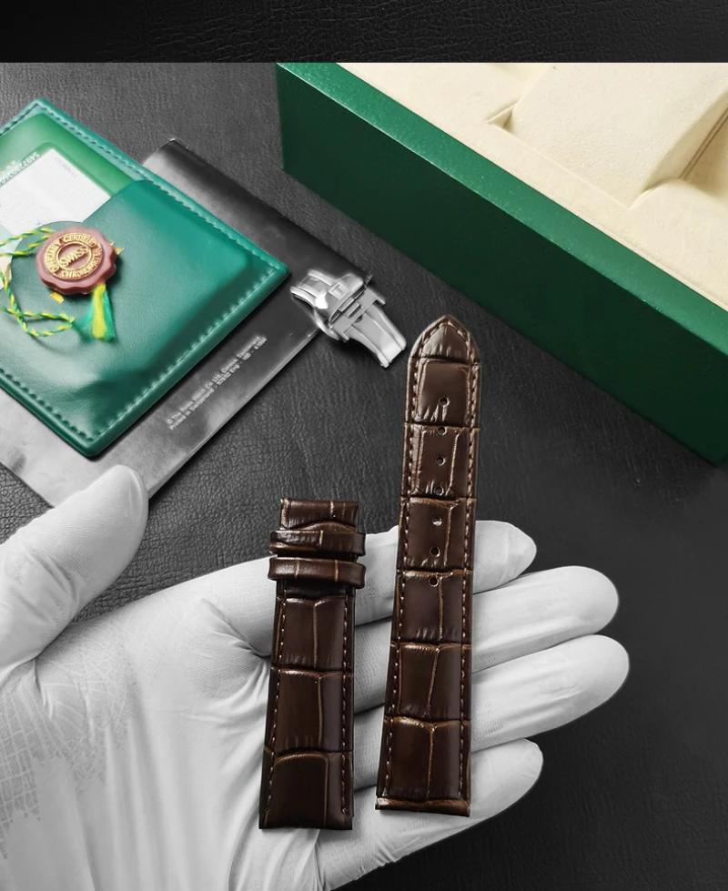 Fuyijia-男性用の手作りクロコダイルスキンの時計バンド,ピンバックル,本物のクロコダイルベルト,M-ONTBLANC,1858,オリジナルスタイル,20mm, 22mm