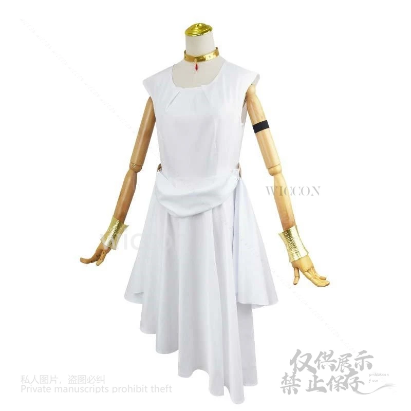Anime Frieren: Beyond Journey's Cosplay End Costume Flamme White Dress Wigs Female Necklace Halloween Roleplay Party Customized