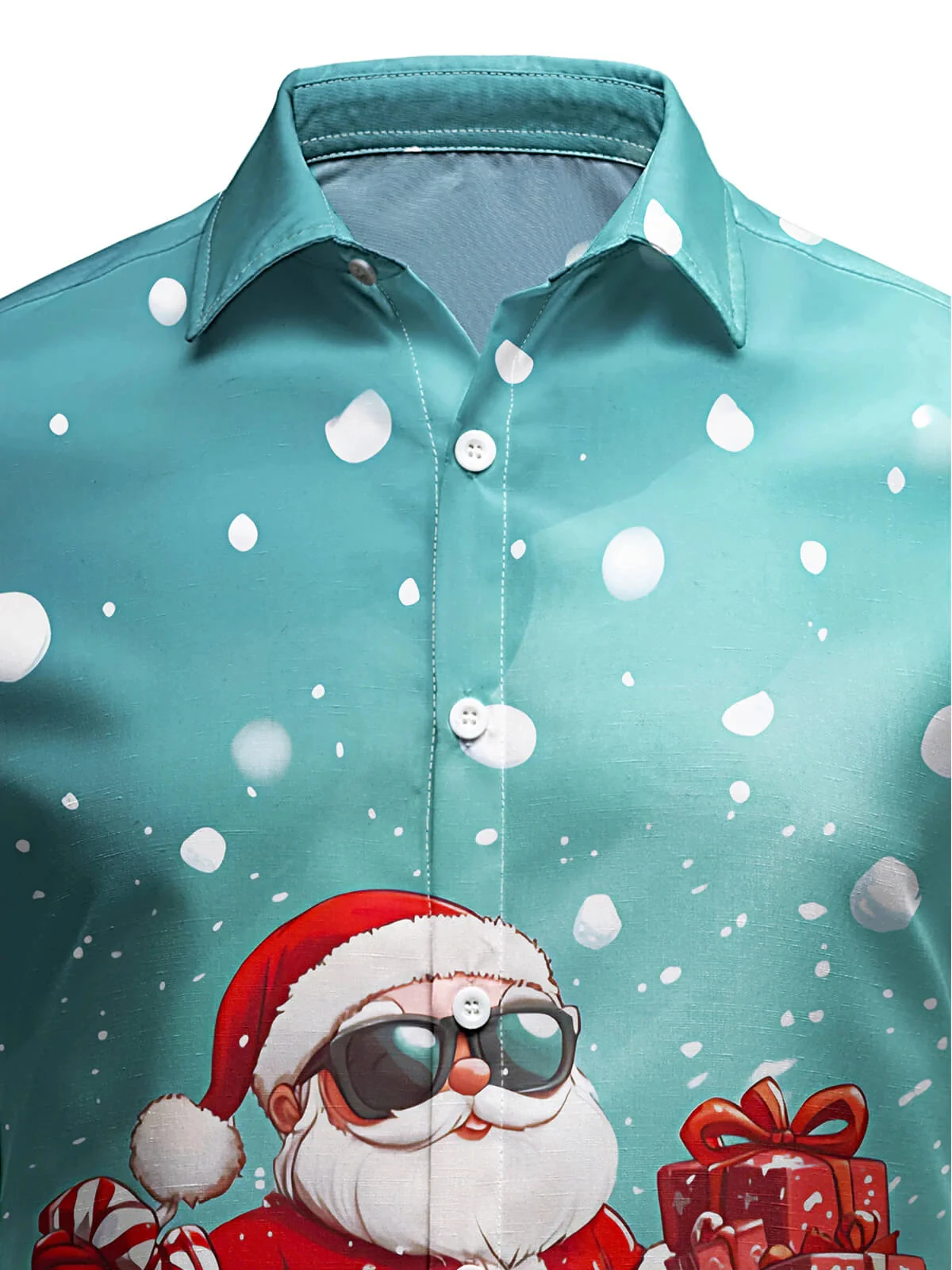 قميص رجالي لمحبي الحيوانات الأليفة لعيد الميلاد بتصميم سانتا والكلب، بأكمام طويلة لحفلات العطلات الاحتفالية