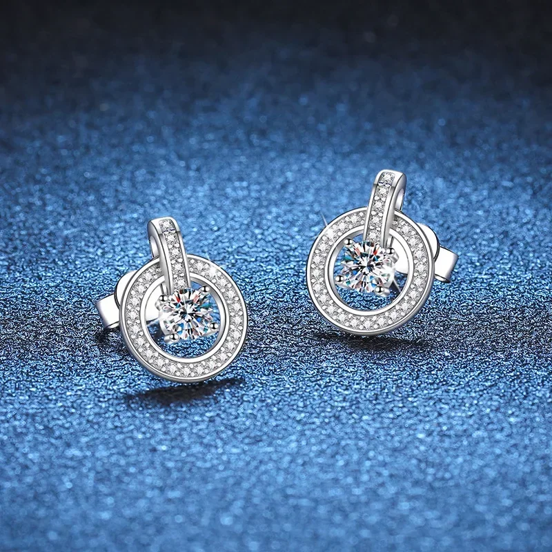 4MM 0.3CT Moissanite Stud Earrings 18K White Gold Plated 925 Sterling Silver D VVS1 Lab Diamond Ear Jewelry for Women