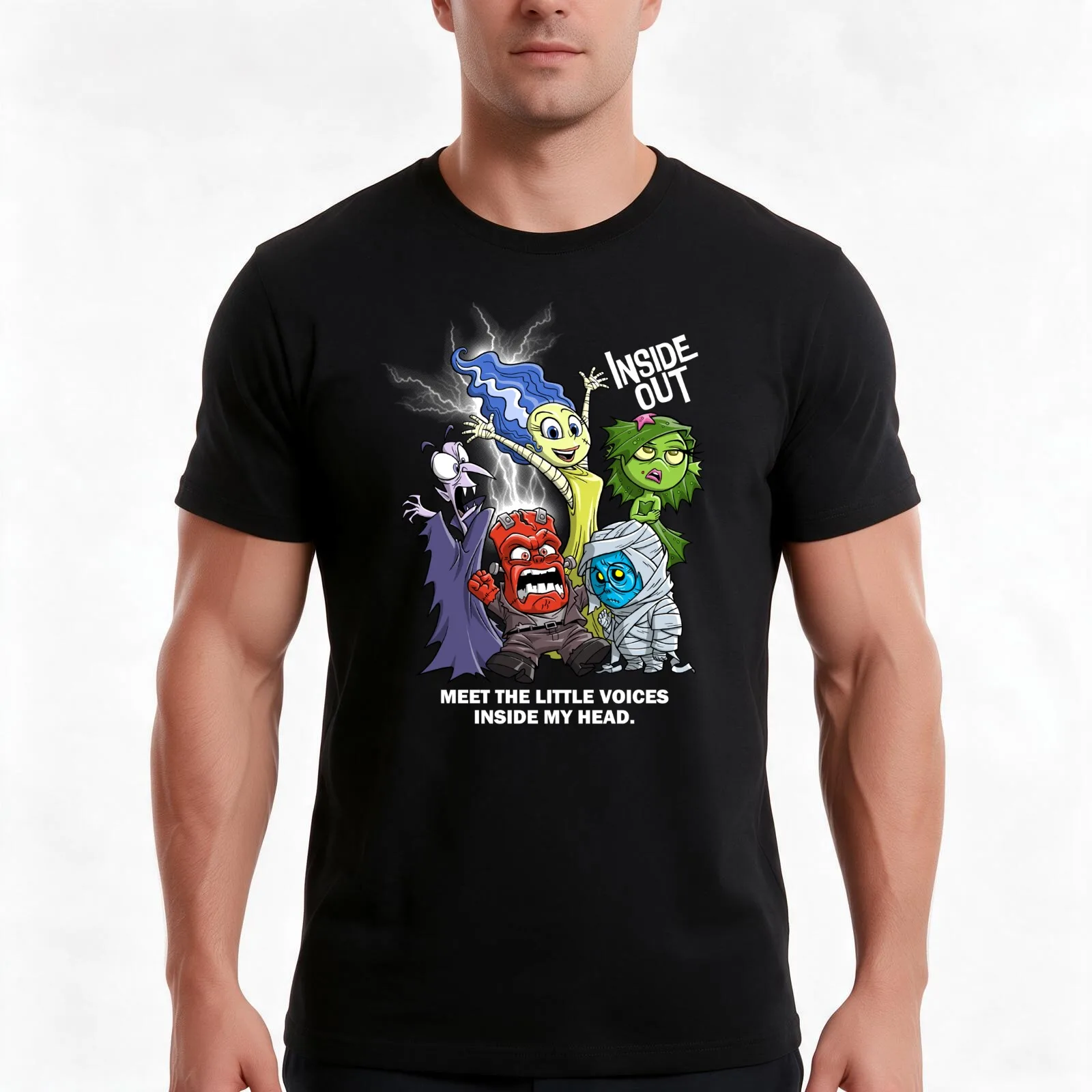 VOICES IN MY HEAD T-Shirt, Summer Casual Cotton Tee, Oversized Streetwear Tops, Vintage Graphic Print, Loose Fit Short Sleeve