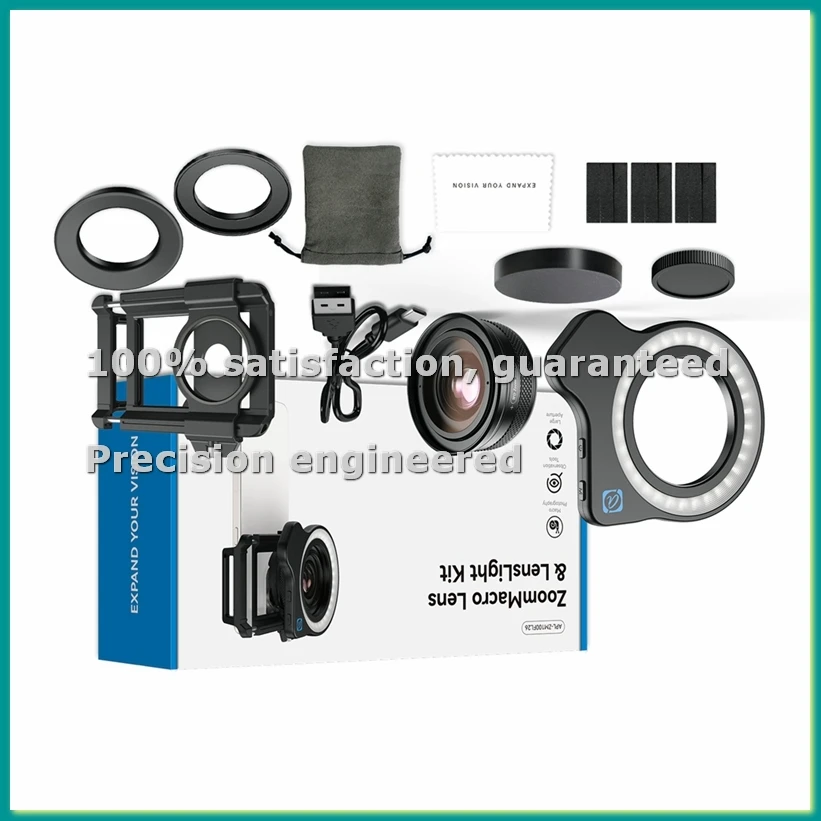 

10-20X Zoom Macro Lens with LED Fill Light Universal Clamp HD Camera Lens Kit for Smartphones-VVNB