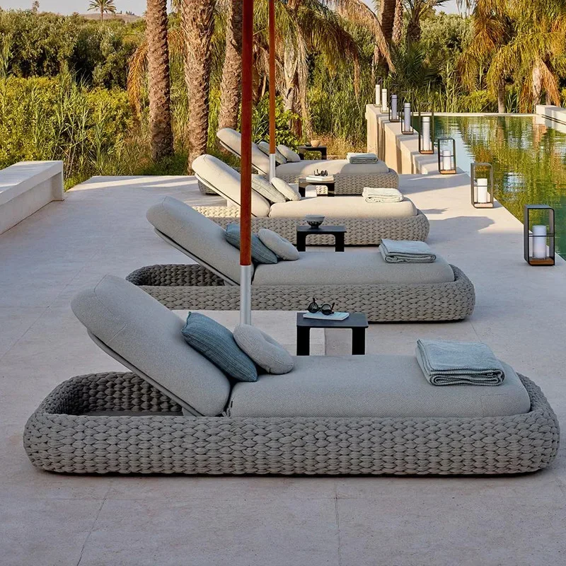 Outdoor Bed Outdoor Courtyard Villa Wine Club Shop Bed And Breakfast Swimming Pool Beach Beach Leisure Open-air Rattann29