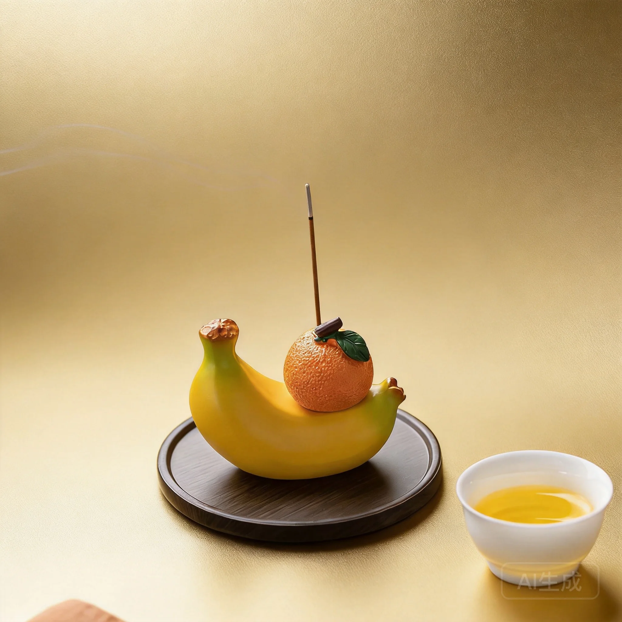 Incense Stick Holder - 중국 스타일 행운의 오렌지 바나나 레진