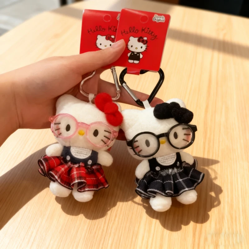 حار سانريو مرحبا كيتي Kawaii سوبر لطيف نظارات دمية حقيبة قلادة الكرتون لطيف أفخم دمية المفاتيح إعطاء هدايا عيد الميلاد للفتيات #2