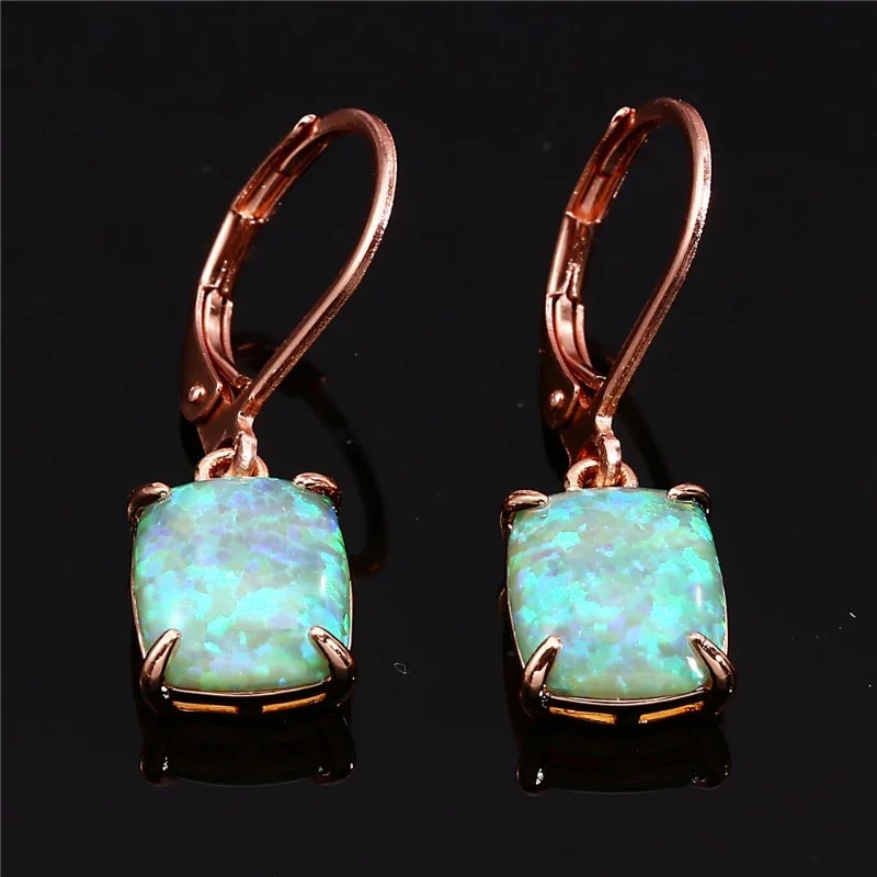Commuting Simple Multi-color Australian Treasure Niche Design Elegant Women's Earrings Oval Square High-end Zircon Accessories