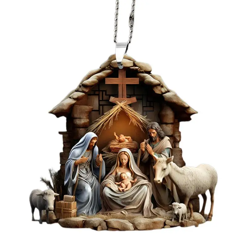 Украшения для рождественской сцены, декор «Рождение Иисуса», акриловый автомобиль, подвесной кулон для рождественской сцены Иисуса, 2025, Новый год, пасхальный подарок