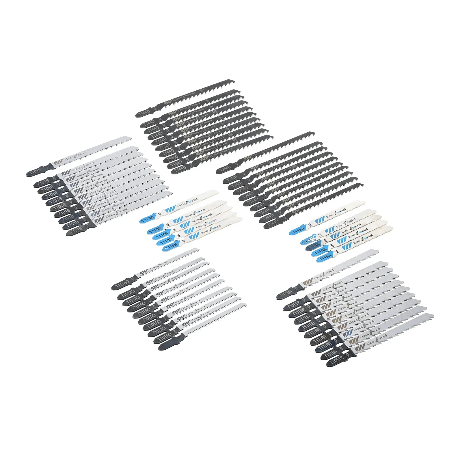 

60 шт. HCS/HSS стальной Т-образный хвостовик набор лобзиковых полотен для режущего инструмента по дереву, пластика и металлу T118A, T101AO, T101B, T101BR, T144D, T244D комплект