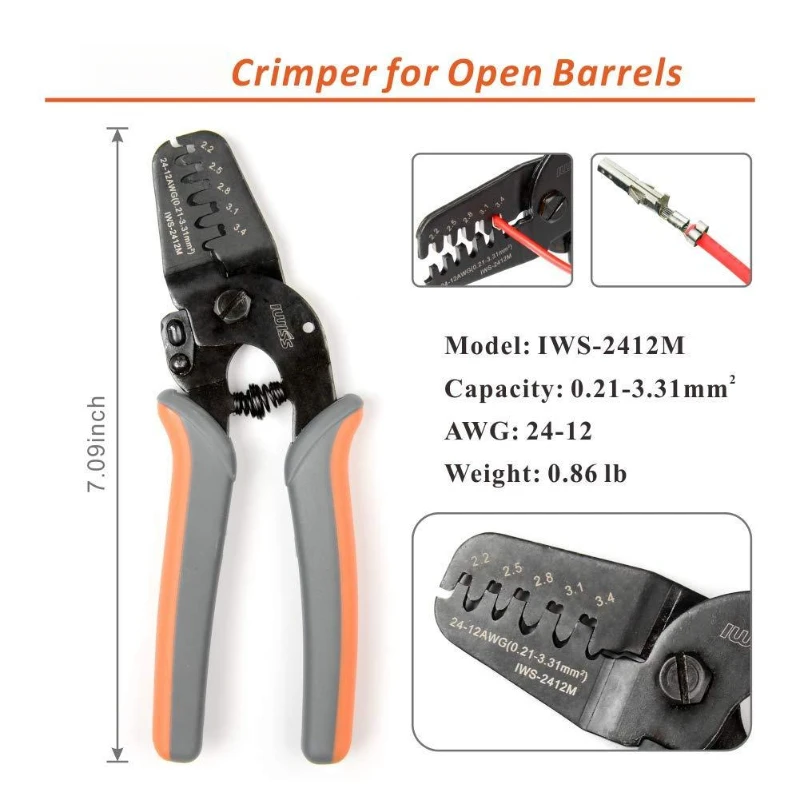 Terminal Crimping Plier, Auto Spade Connector Crimper Wiring Harness Cold Press Connection