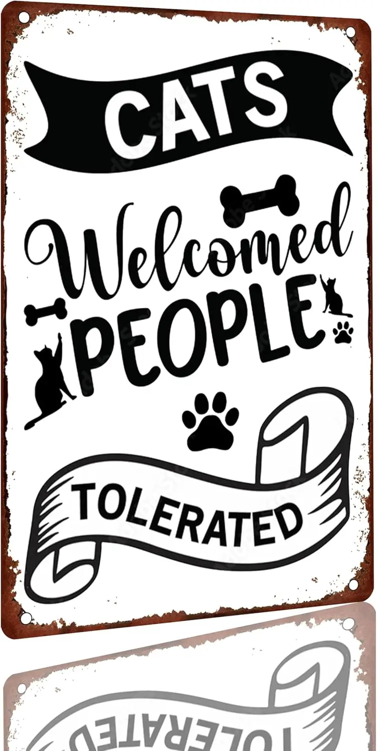 

Металлические жестяные знаки с надписью «Добро пожаловать за кошками», забавный подарок и декор для влюбленных кошек, Ретро винтажный домашний/уличный декор для стен
