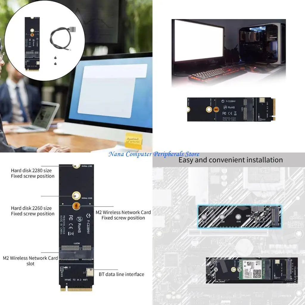 F68C NGFF M-key to A+E Slot Adapter for Computer M-key to A+E or E-Key