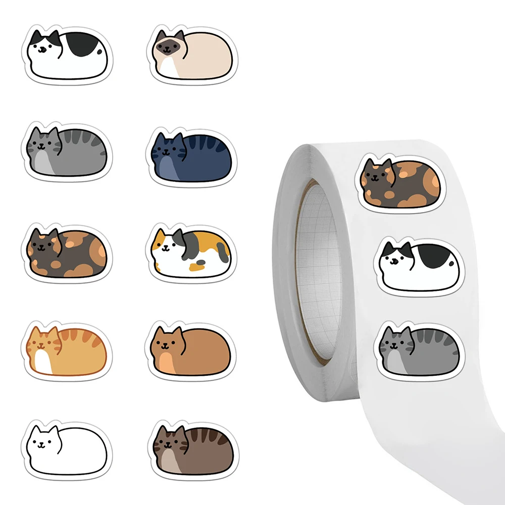 

500pcs/Roll Cute Cartoon Cat Sealing Stickers Kawaii Kid Reward Sticker Gift DIY Laptop Phone Car Decoration Sticker Fun for Toy