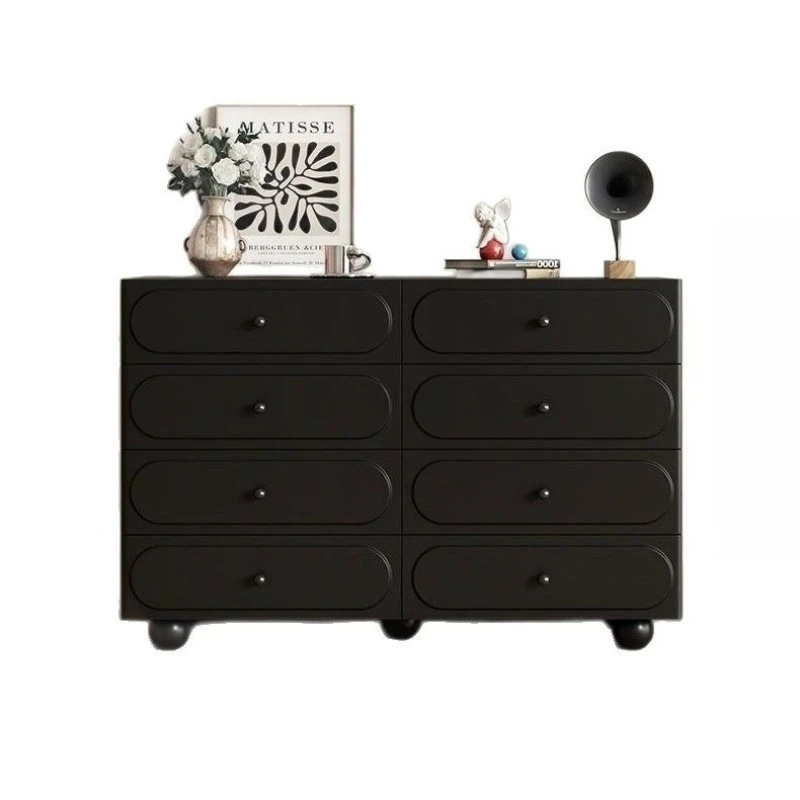 

Light luxury eight-bucket cabinet black high-end living room minimalist side cabinet