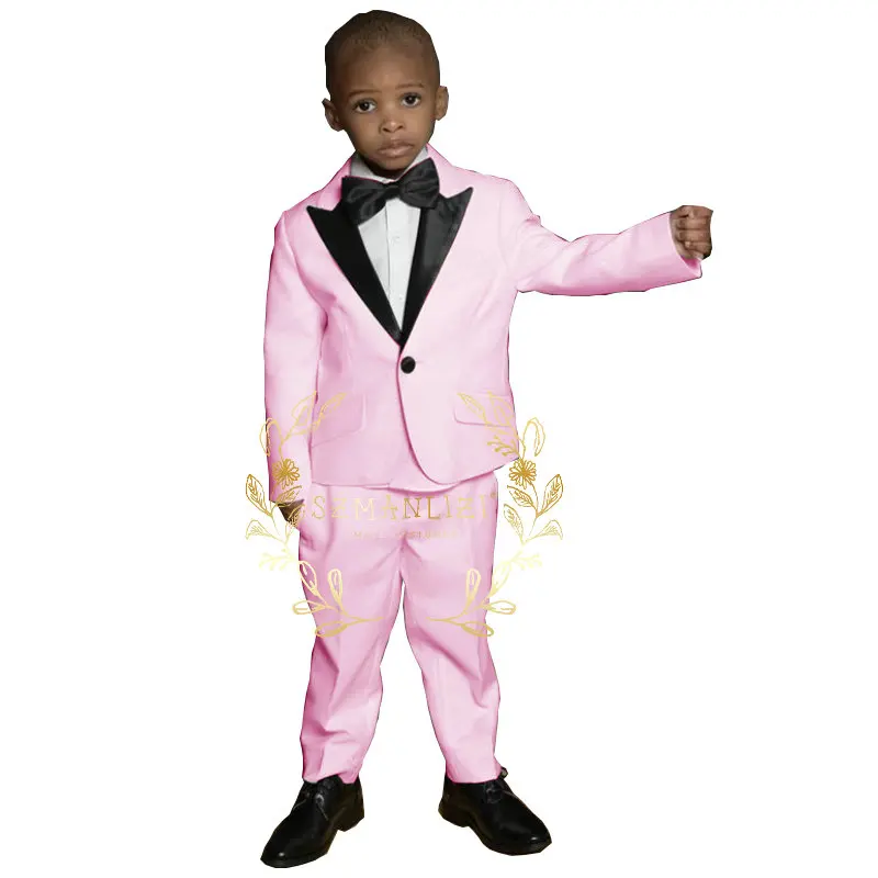 Boys Suit Indian Style Wedding Tuxedo Pink Formal Blazer Pants 2 Piece Kids Jacket Set Costume Enfant Garçon Mariage