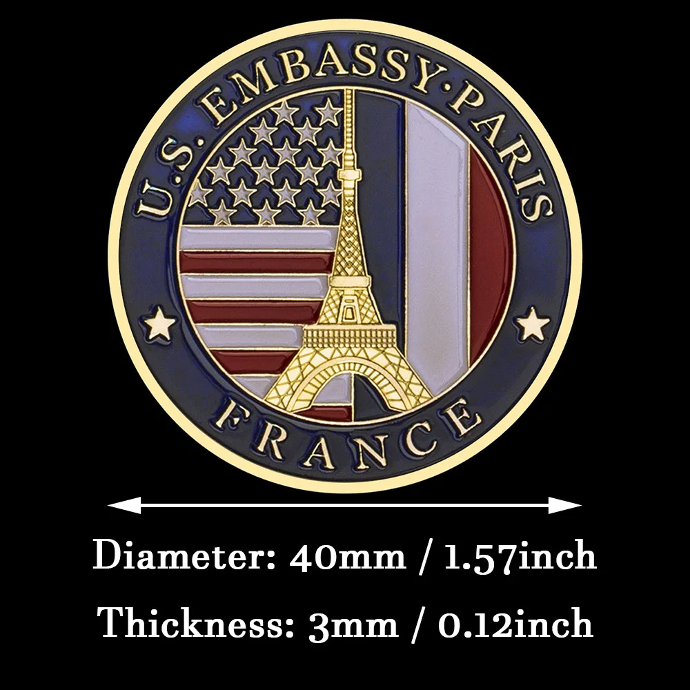 عملة تذكارية مطلية بالذهب من فرنسا ، نموذج برج إيفل ، هدية قابلة للتحصيل ، قسم الولايات ، 50: 50