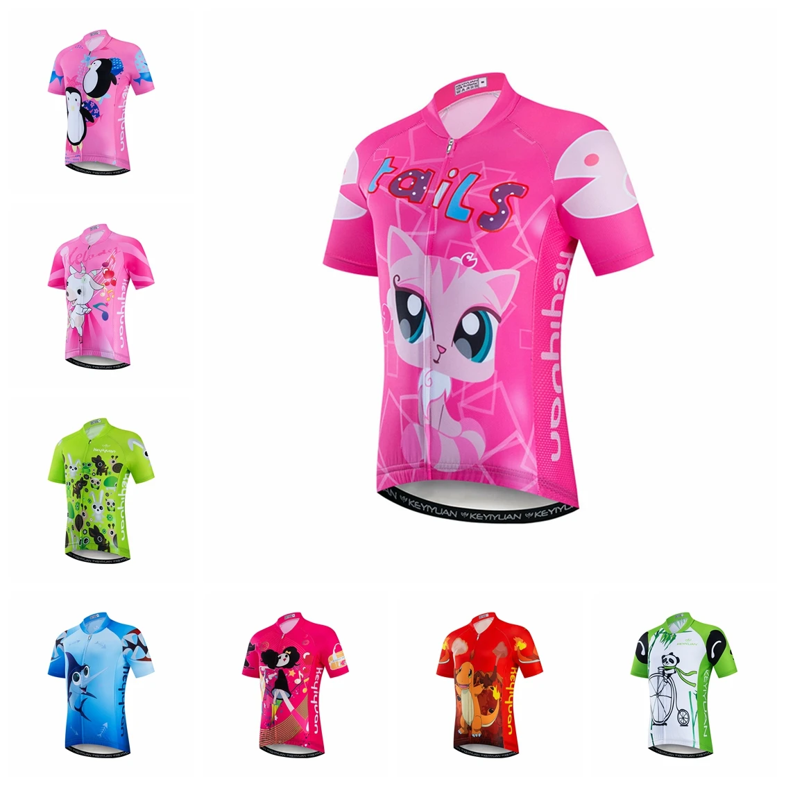 2022 Cycling Jersey Kids Boy Girl Bike Mountain MTB Shirt Short sleeve Children Mountain Road Top Summer clothes Clothing Pink