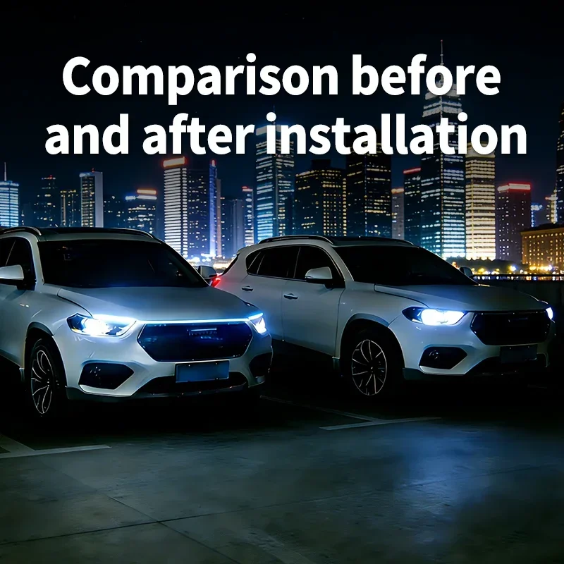New Car Signal Lights Daytime Running Light Turn Signal LED Light Strip Car Hood Decorative Light Strip Indicator Light 12V