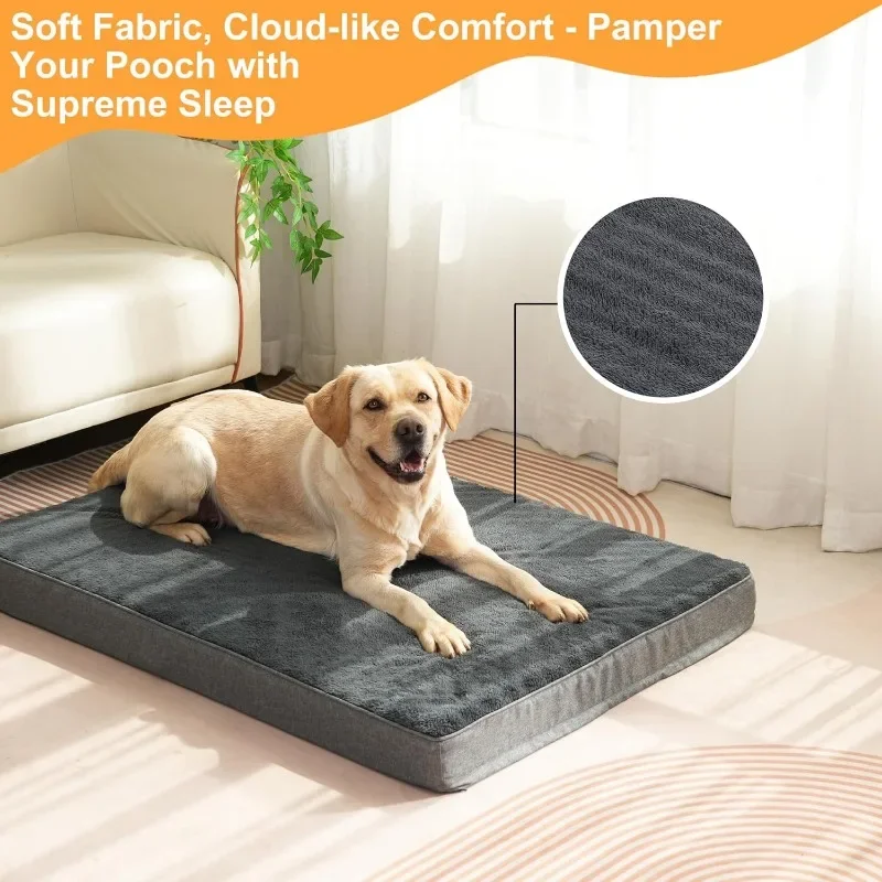 Orthopedic Dog Bed for Large and Medium Dogs, Mat with Removable Washable Cover & Anti-Slip Bottom,Egg Crate Foam Pet Bed