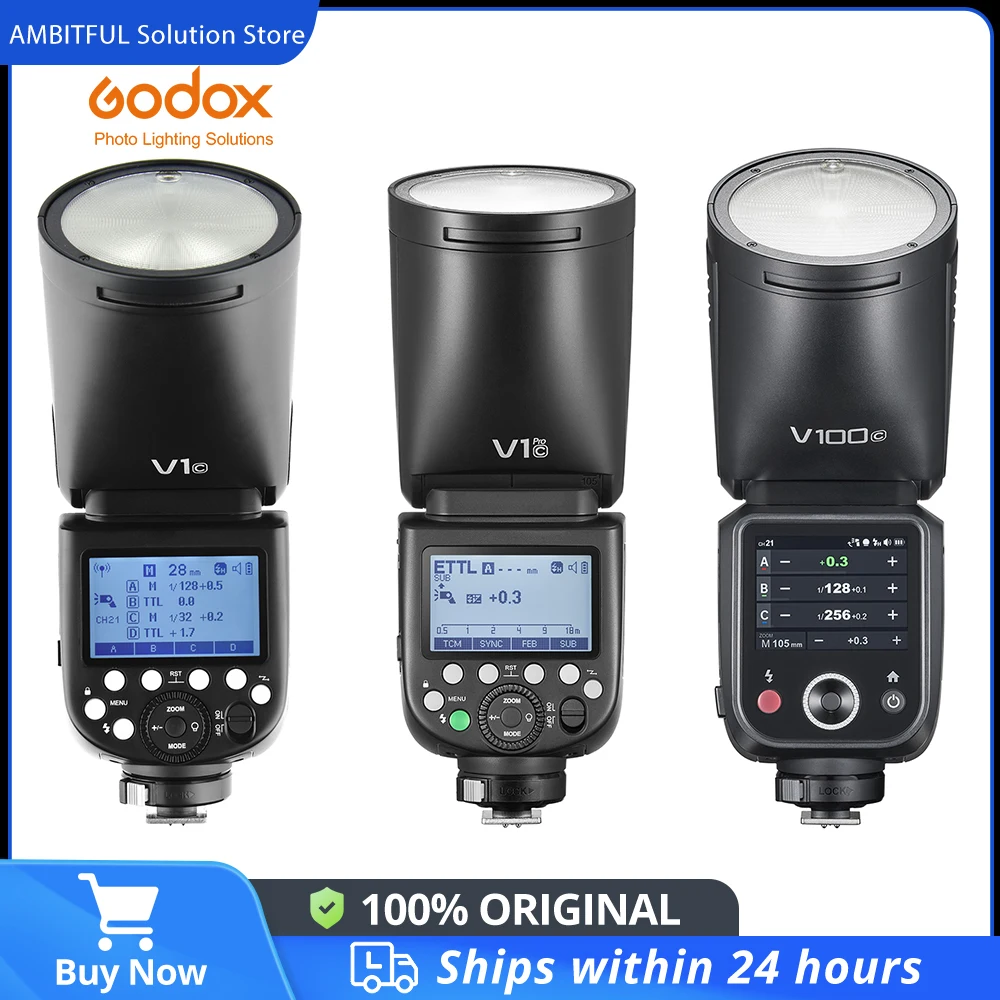 Godox V1 V1Pro V100 TTL ليثيوم أيون كاميرا مستديرة الرأس فلاش اللاسلكية Speedlight لكانون سوني نيكون فوجي أوليمبوس