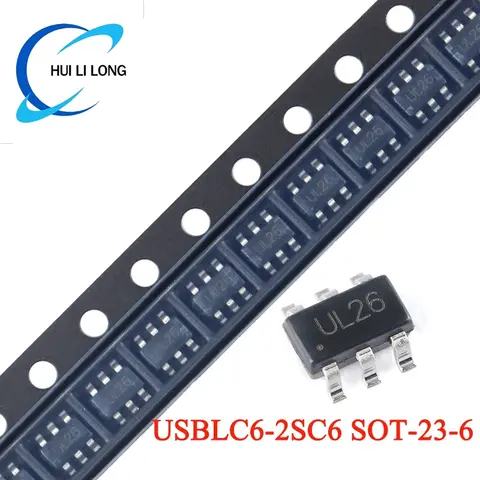 50pcs/10pc USBLC USBLC6-2SC6 SOT-23-6 USBLC6 SOT UL26 SOT23 Low Capacitor Capacitance 2-wire ESD Protection Chip IC
