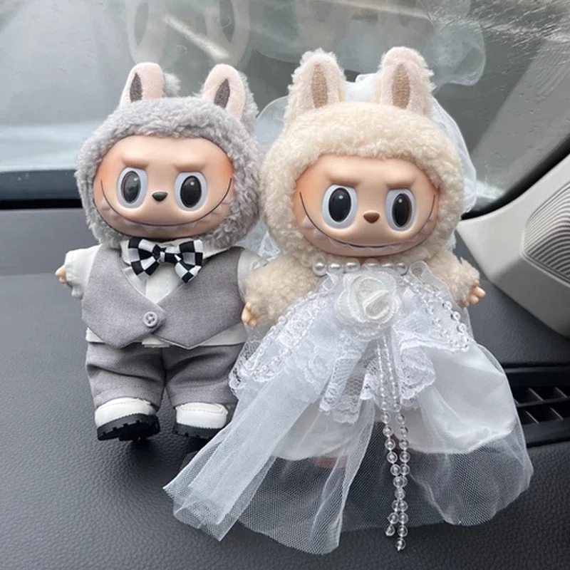 

Для детской одежды Labubu 17 см, виниловый кулон, наряд, свадебное платье, сердце, макароны для одежды Labubu