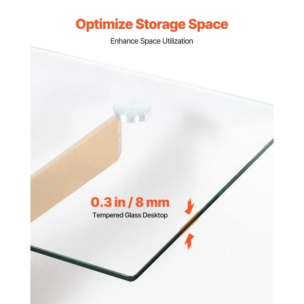 Modern Rectangle Glass Coffee Table with Iron Cross Legs Adjustable Anti Slip Feet for living Room Entryway Foyer Decor