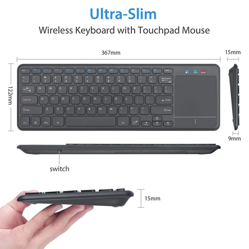Mini Ultra-slim 2.4GHz Wireless Keyboard 78 Keys Keyboard With Touchpad For Windows Notebook Computer Desktop Laptop