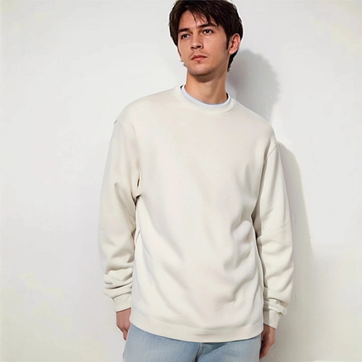 

Men's Soft Knitted Fce round Ne Pullover Long Sve T-irt Casual Inner Wear Versatile Autumn Winter New Sle Y47979