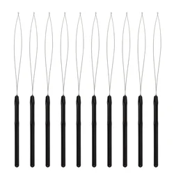 10 pcs Hair Extensions Loop Needle Pulling Hook Tool Needle Threader Loop Tool for Silicone Microlink Beads