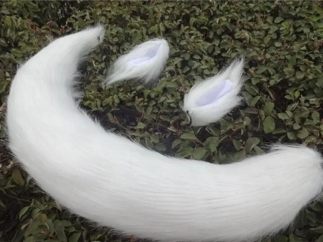 Anime Cosplay Props Fox Ears and Tail Set  Holo Plush Long Fur Neko Ears Tail Party Halloween Costume Accessories