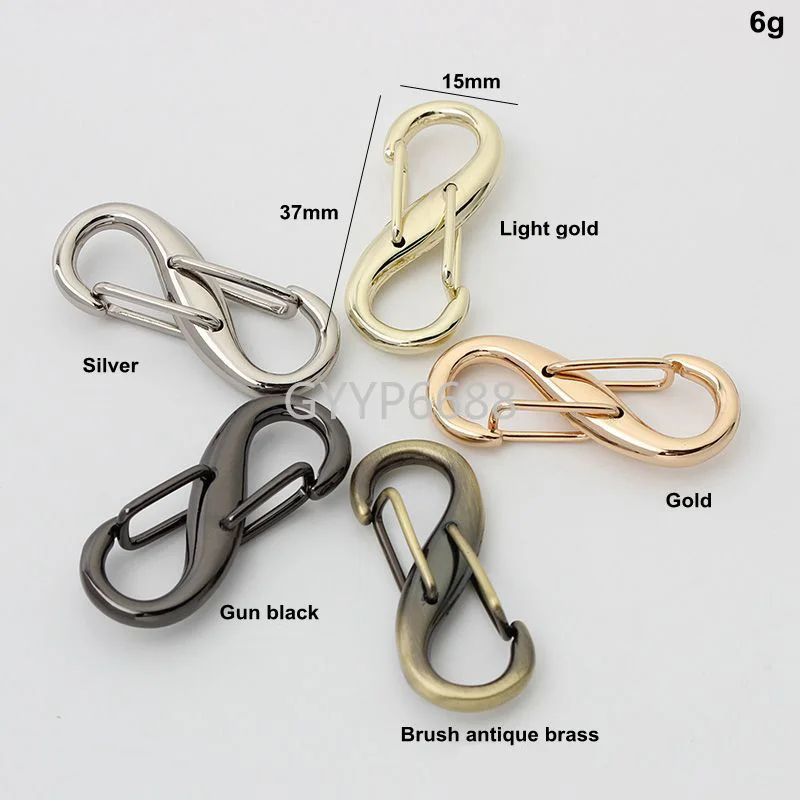 10-30-100pcs 5colors 37*15mm S shape double head snap hook for woman leather bag adjustment buckle purse accessories parts