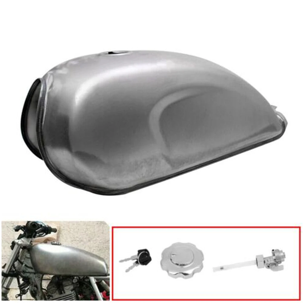 Motorcycle Unpainted Universal Fuel Gas Tank 2.4 Gallon 9L CFMOTO Mandrill Cafe Racer Scrambler For Honda Yamaha Kawasaki BMW