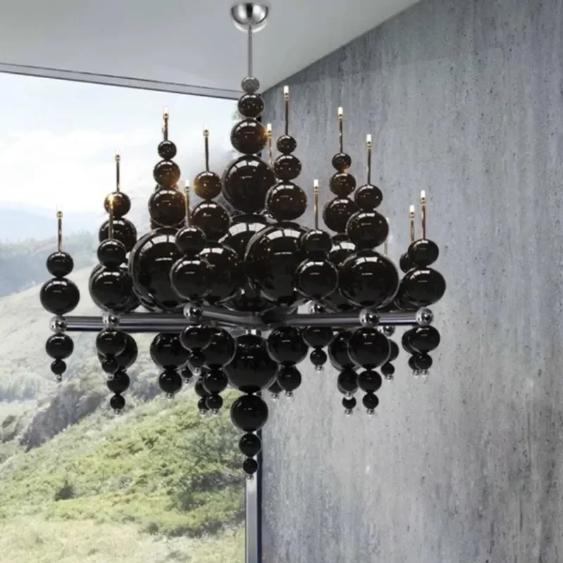 Modern Light Luxury Gourd Chandelier Creative Moon Tear Design Smart LED Pendant Lamp Wrought Iron Fixture for Living Room