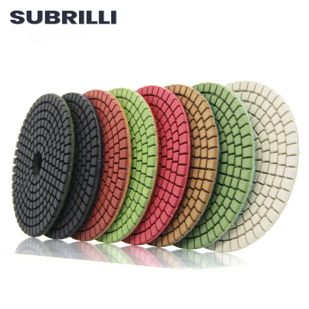 SUBRILLI 8pcs/Set Diamond Polishing Pads For Stone Concrete Granite Marble Wet Polish Abrasive Grinding Wheel Diamond Sand Disk