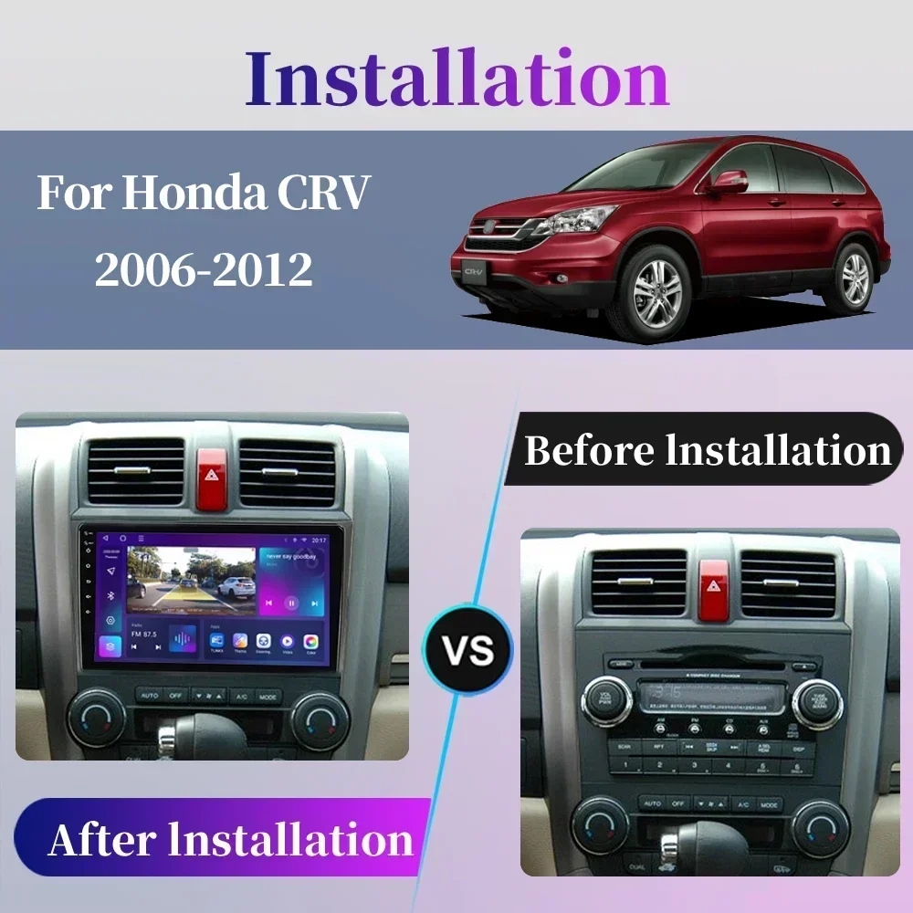 For Honda CRV CR-V 2006 - 2012 Car Radio Android Multimedia Player Navigation GPS Carplay Screen Auto Stereo Intelligent System