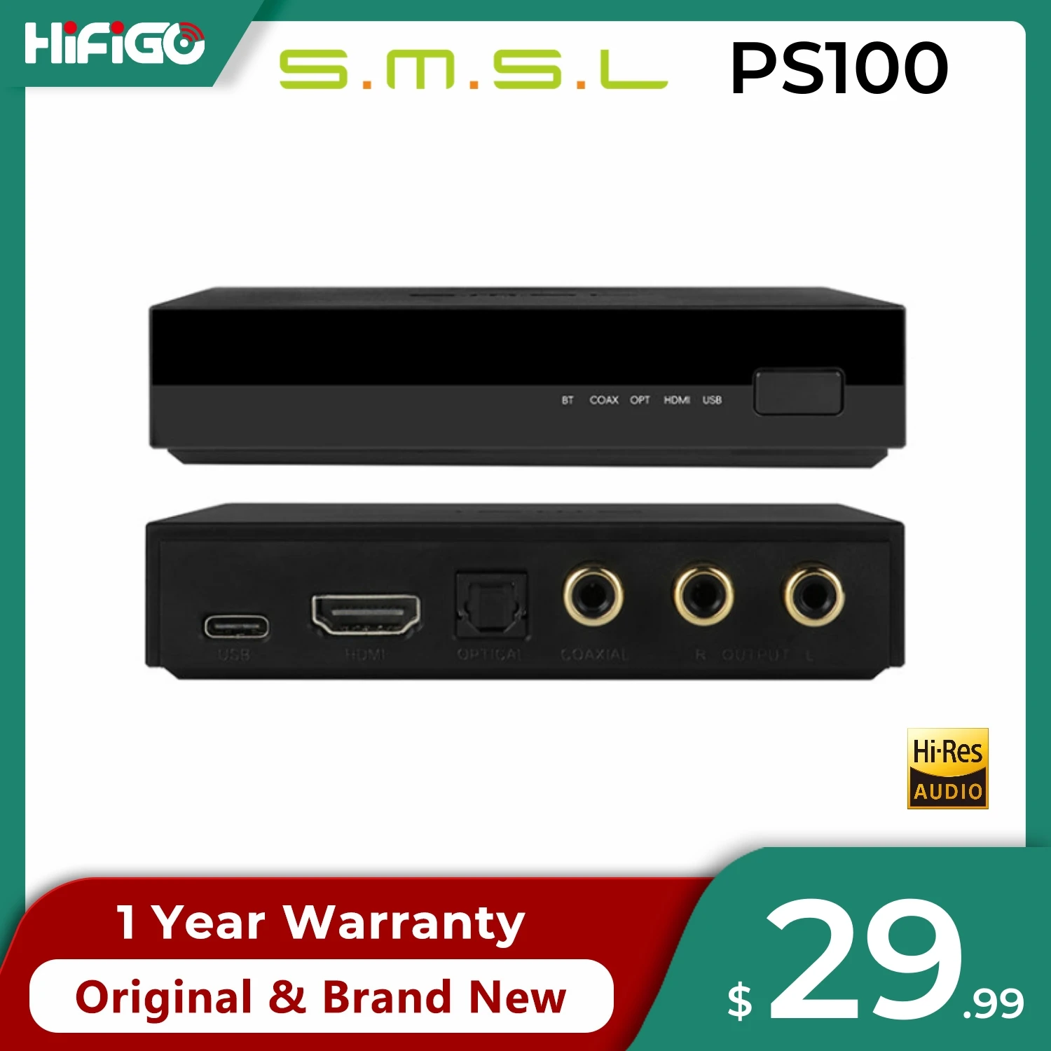 SMSL PS100 multifunctional Hang átalakító HDMI ES9023 DAC Szalmaszál Hang átalakító Magas légnyomású levegő peformance áram Rendszer számára haza kocsi Muzsika