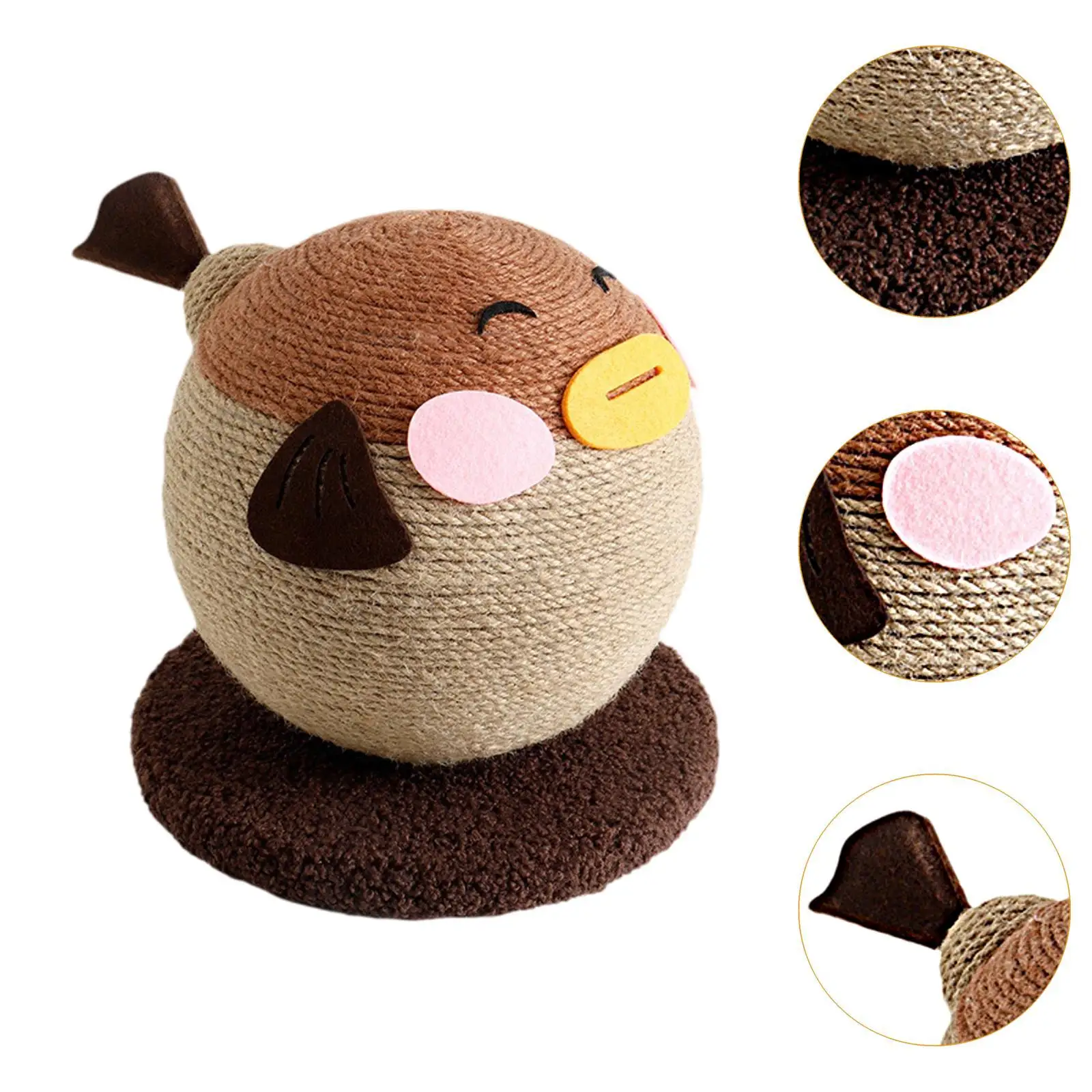 Cat Scratching Ball Toy for Indoor Kittens Jute Rope Pufferfish Design Furniture Protector Interactive Play