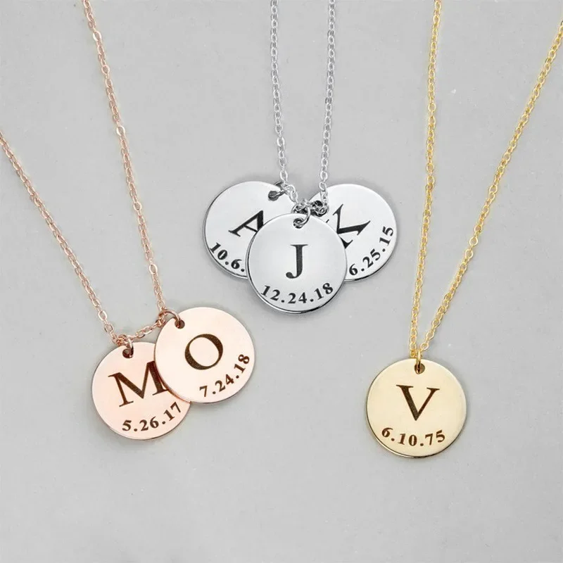 DIY Stainless Steel Name Necklace Personalized Engraved Pendant Necklace For Women Gift Charm Jewelry