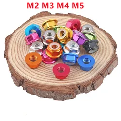 Colourful Aluminum Alloy Flange Lock Nut M2 M3 M4 M5 Anodized Aluminum Nylon Insert Lock Nuts Self-Locking Nut