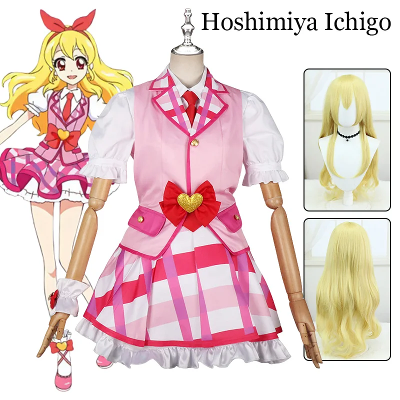 

Hoshimiya Ichigo Cosplay Anime Aikatsu Cosplay Costume Pink Dress Cos Uniform Halloween Carnival Party Costumes for Women