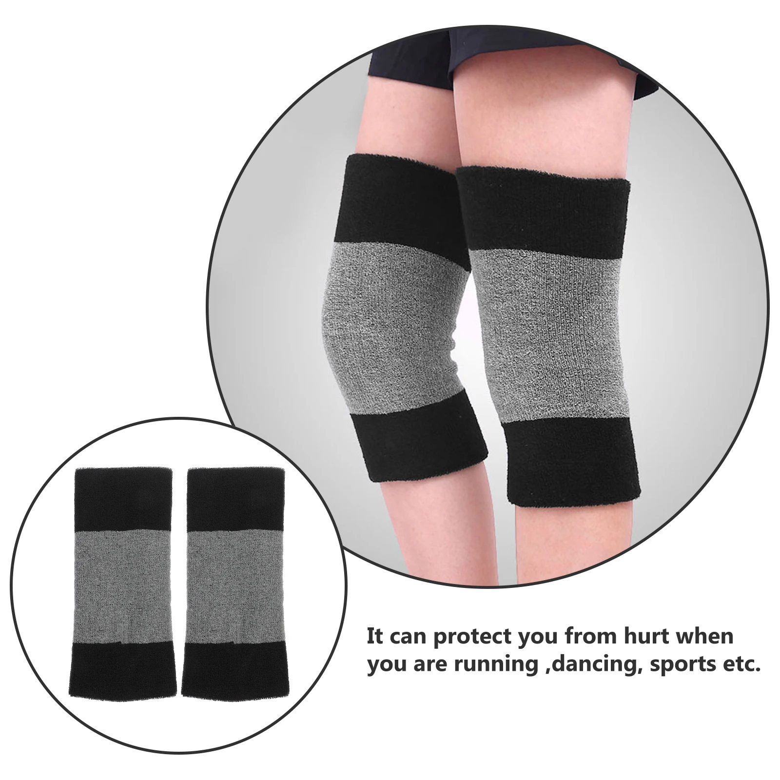 

Knee Support Elastic Warm Pad Thickened for Running Cycling Sports Protective Knee Sleeve Black Grey Elastic Compression Sleeve
